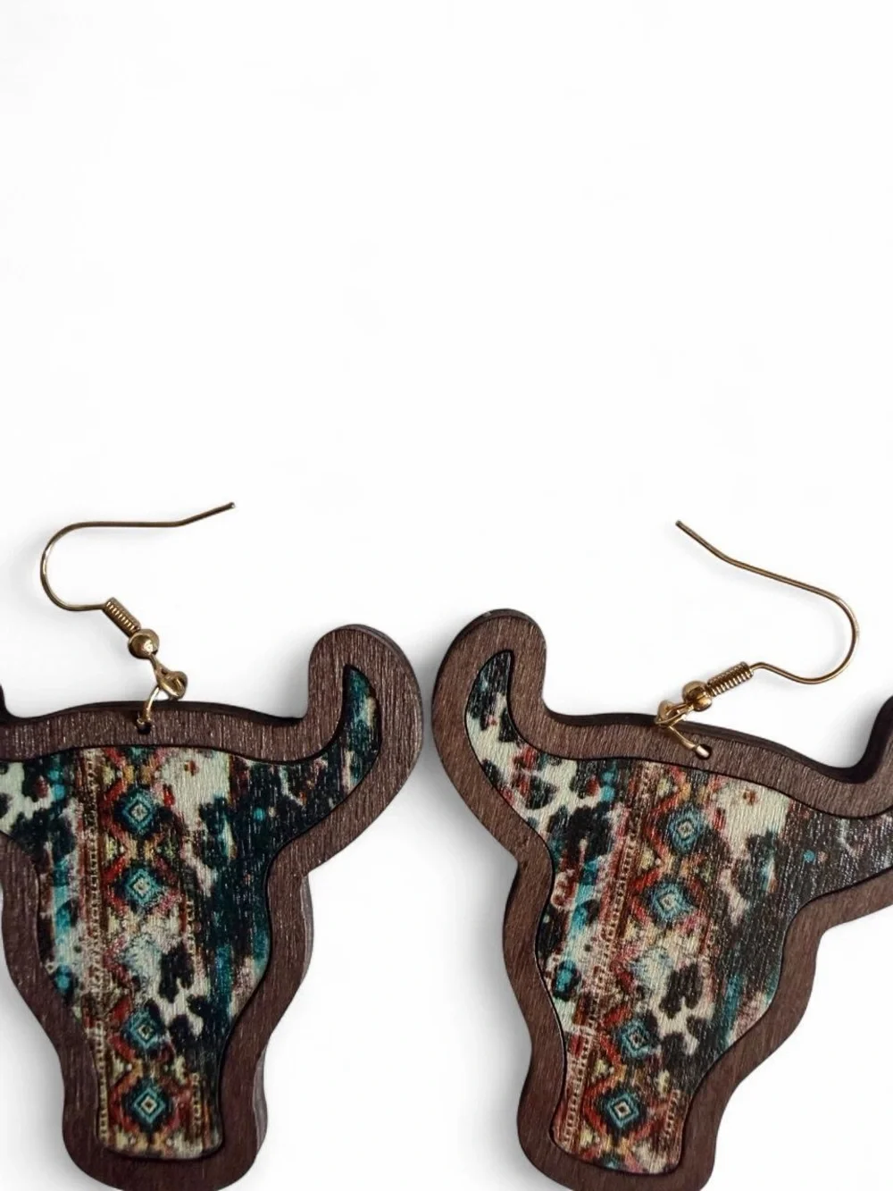 Southwestern Longhorn Earrings Turquoise/Boho